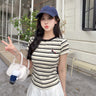 Women's Color-Block Short-Sleeve Top with Built-In Padding